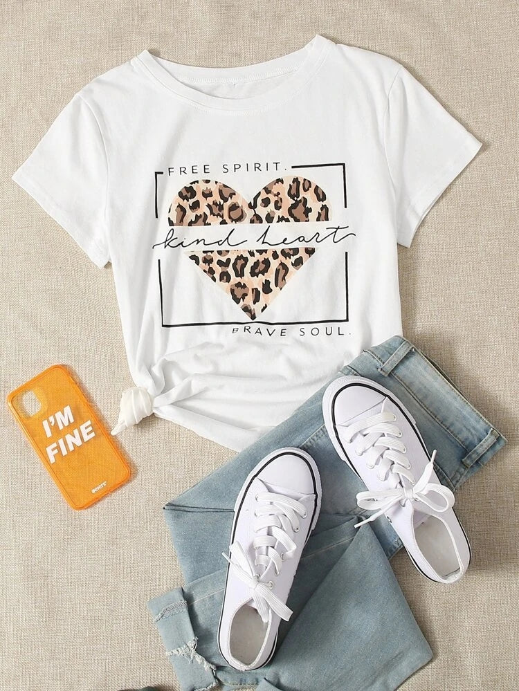 Womens Premium Cotton Printed T-Shirt in white, featuring a stylish print and soft fabric, perfect for casual wear.