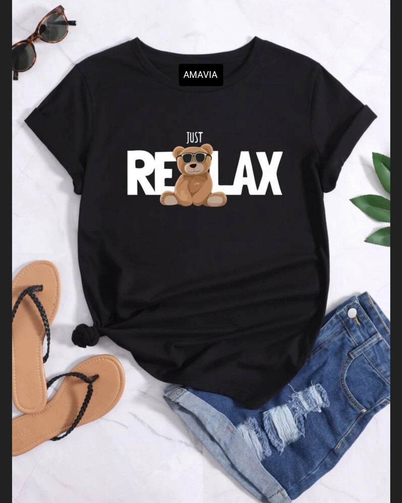 Womens Premium Cotton Printed T-Shirt in Black, featuring a stylish design and soft fabric.