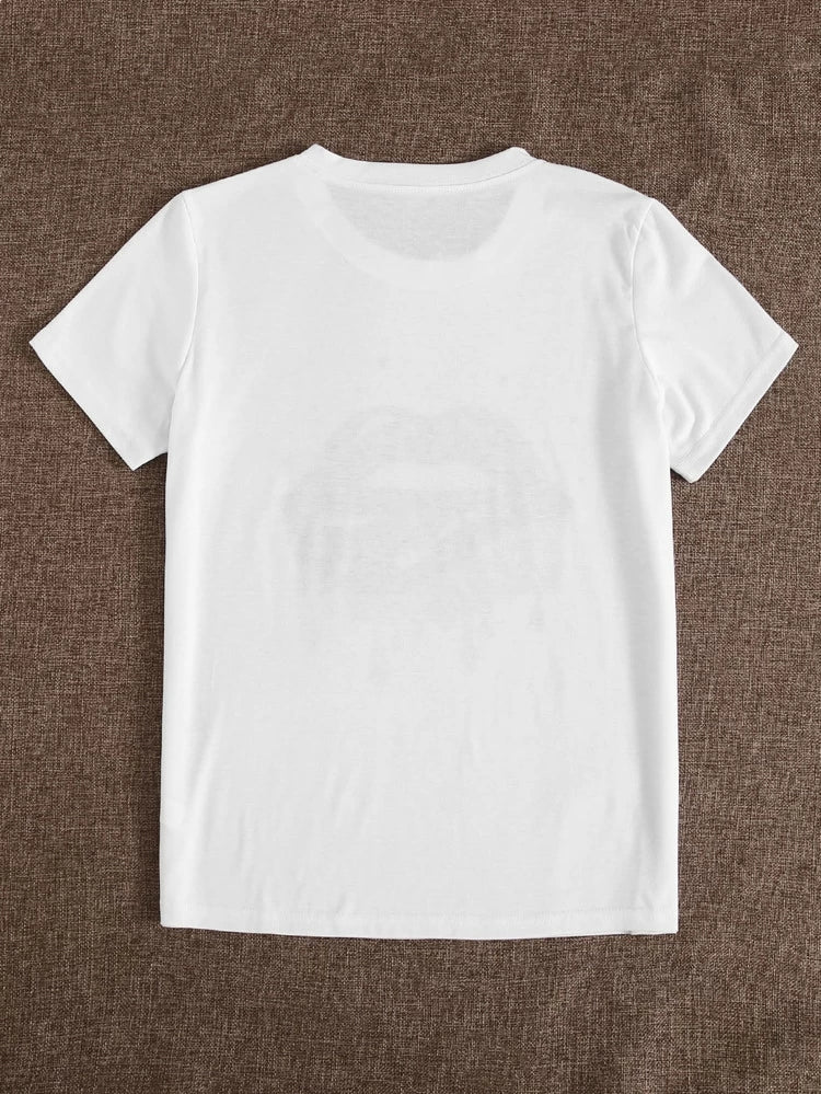 Womens Premium Cotton Printed T-Shirt in white with stylish print design, showcasing its soft fabric and comfortable fit.
