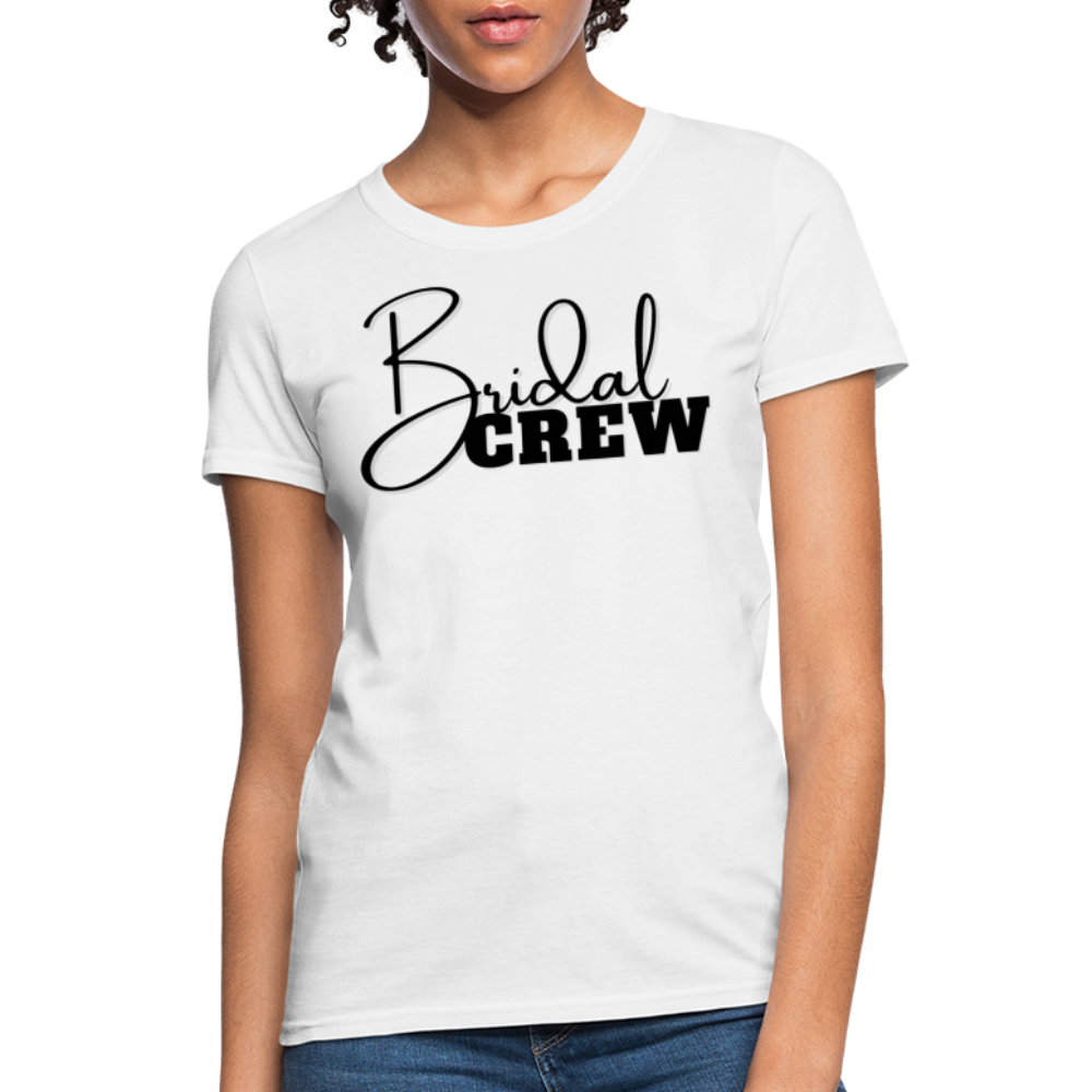 A stylish Women's Bridal Crew Graphic Tee in various colors, showcasing its feminine fit and comfortable fabric.