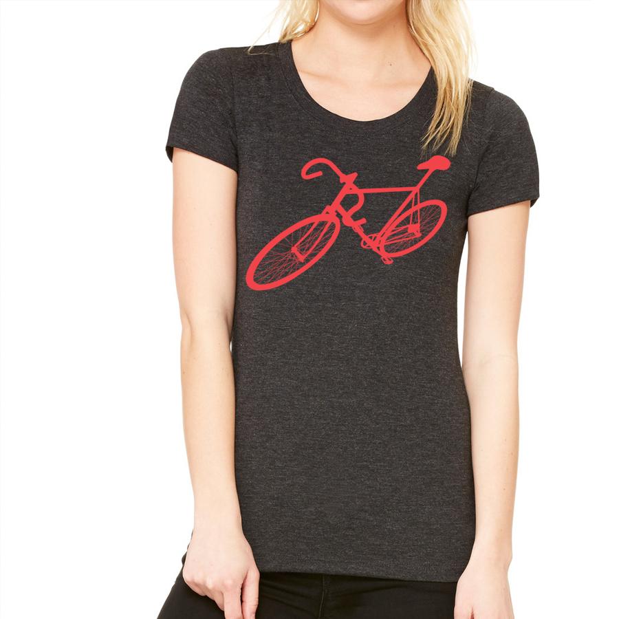 A stylish t-shirt featuring a bike graphic with the phrase 'Two wheels because everybody hates a third wheel', perfect for cycling enthusiasts.