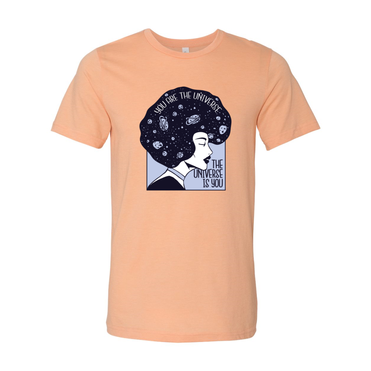 You Are The Universe T-shirt displayed on a mannequin, showcasing its unisex design and soft fabric.