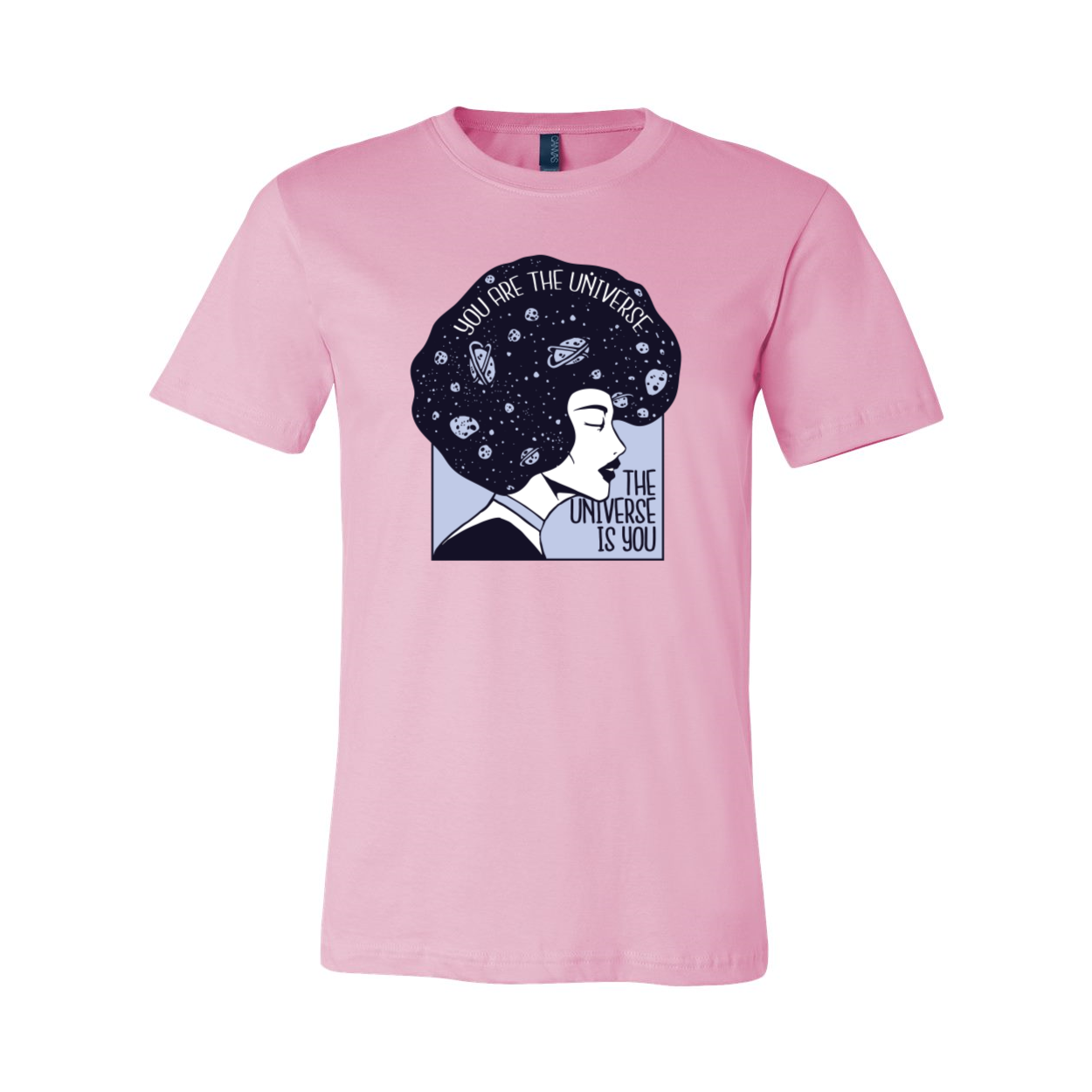 You Are The Universe T-shirt displayed on a mannequin, showcasing its unisex design and soft fabric.