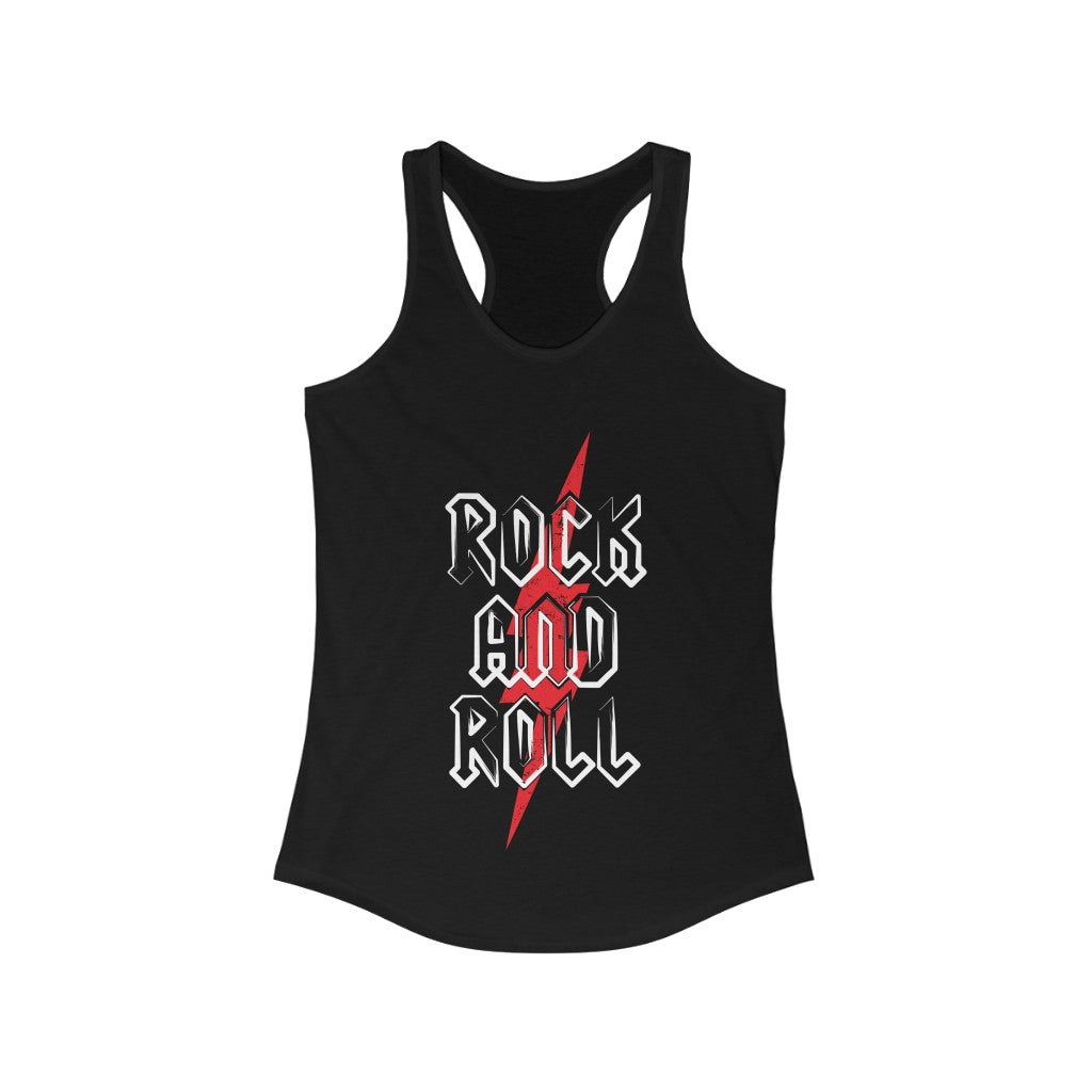 Rock and Roll Racerback Tank Top featuring a slim fit design, made from soft cotton and polyester blend, perfect for casual wear.
