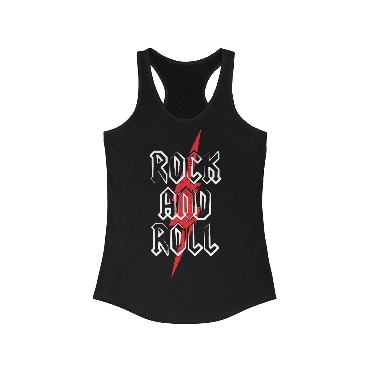 Rock and Roll Racerback Tank Top featuring a slim fit design, made from soft cotton and polyester blend, perfect for casual wear.