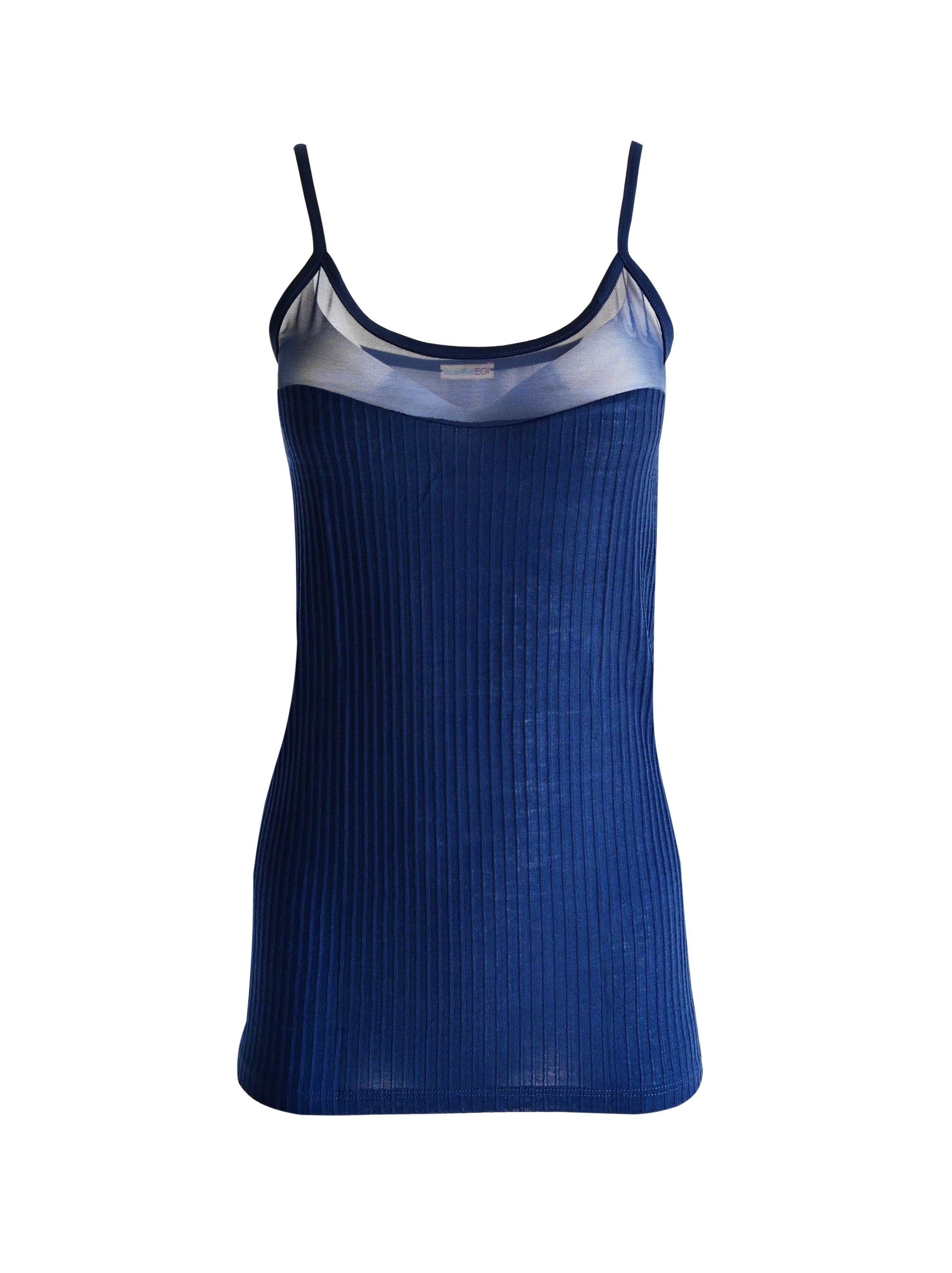 EGI Exclusive Merino Wool Blend Sleeveless Cami featuring tulle detailing, showcasing its luxurious fabric and stylish design.