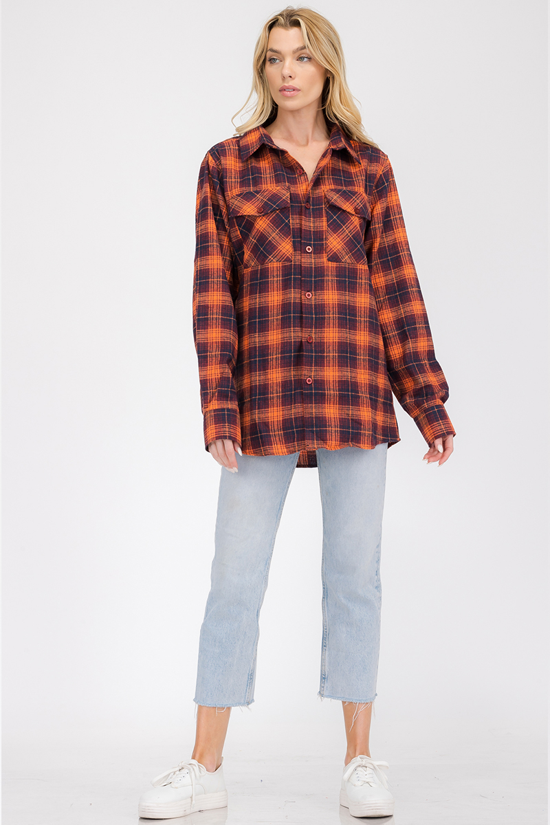 Main Oversize Boyfriend Plaid Checkered Flannel FL102 image