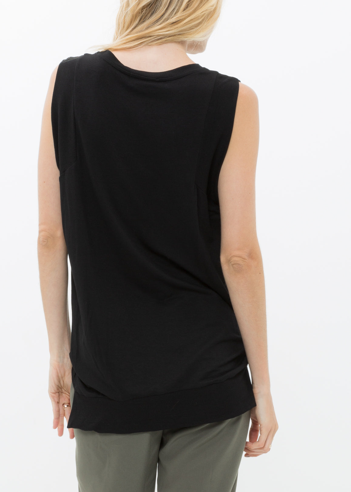 Women's Rib Contrast Muscle Tank Top in various colors, showcasing its ribbed texture and stylish design.