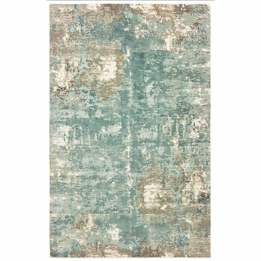 10x14 Blue and Gray Abstract Pattern Indoor Area Rug showcasing a calming pastel palette with a soft texture.