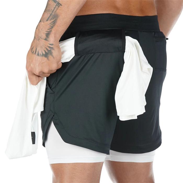 2020 Men's Running Shorts featuring a 2-in-1 design, made of lightweight polyester, ideal for jogging and fitness training.