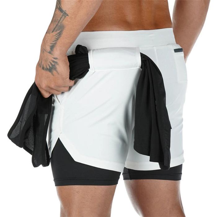 2020 Men's Running Shorts featuring a 2-in-1 design, made of lightweight polyester, ideal for jogging and fitness training.
