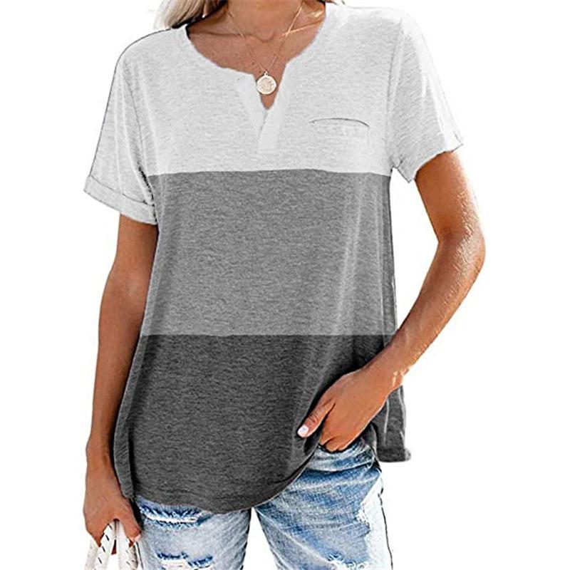A stylish V-neck women's clothing piece made from breathable cotton, perfect for spring and summer wear, available in solid colors.
