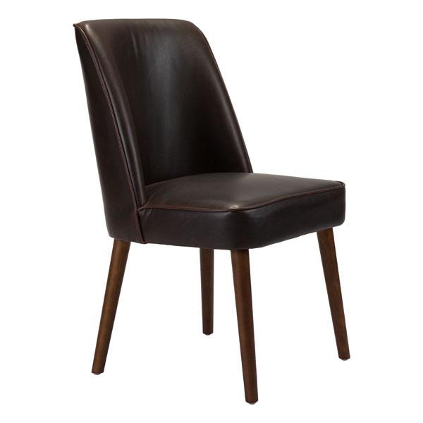 Brown Leatherette Toon Wood Dining Chair with plush cushioning and solid wood legs, perfect for dining rooms.