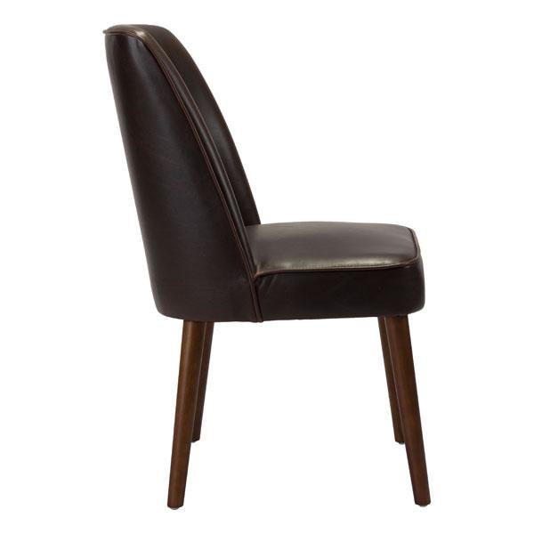 Brown Leatherette Toon Wood Dining Chair with plush cushioning and solid wood legs, perfect for dining rooms.