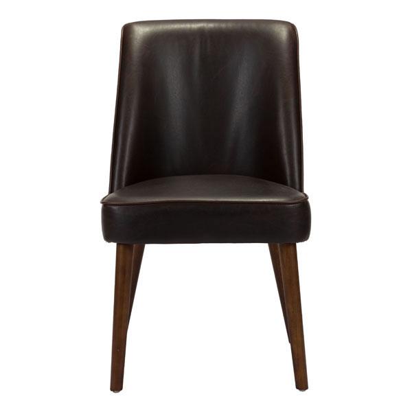 Brown Leatherette Toon Wood Dining Chair with plush cushioning and solid wood legs, perfect for dining rooms.