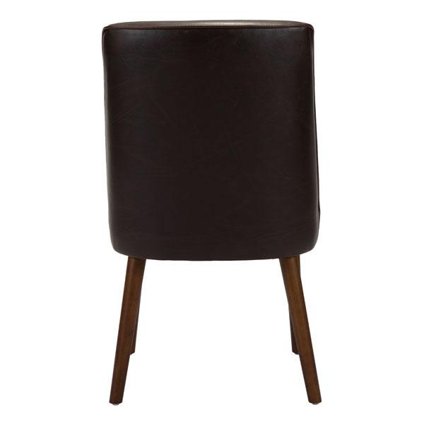 Brown Leatherette Toon Wood Dining Chair with plush cushioning and solid wood legs, perfect for dining rooms.