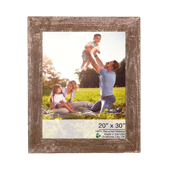 20 inches x 30 inches Rustic Farmhouse Espresso Wood Frame showcasing a beautiful photo, made from reclaimed wood with a unique rustic finish.