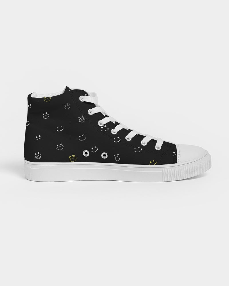 2882Sport Fit My Mood Winky Face Men's Hightop Canvas Shoe featuring a playful winky face design and stylish hightop silhouette.