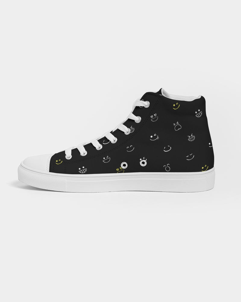 2882Sport Fit My Mood Winky Face Men's Hightop Canvas Shoe featuring a playful winky face design and stylish hightop silhouette.
