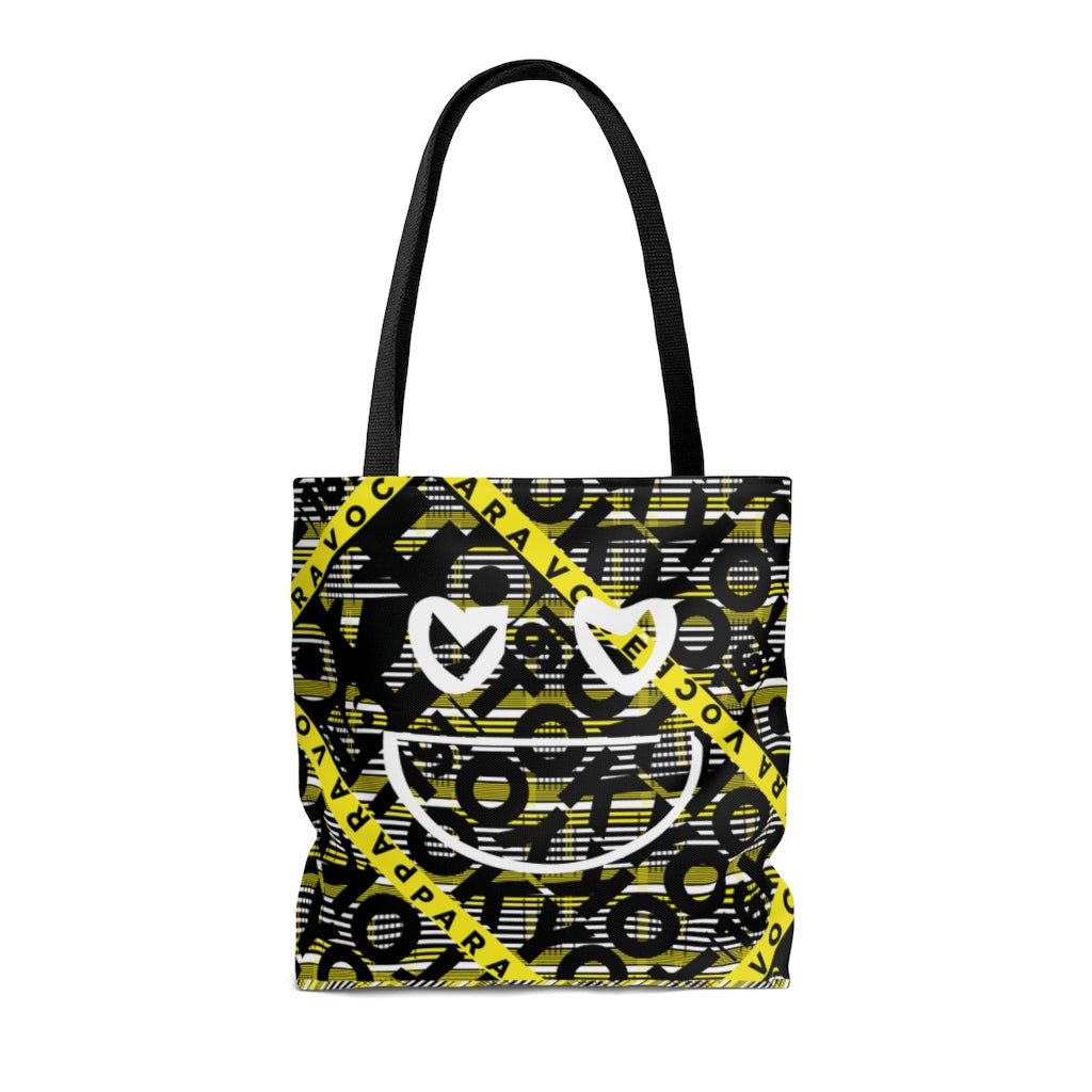 2882Sport™ Tokyo_16 Dark Academia Barcode Plaid Tote featuring a trendy plaid design and black cotton handles.