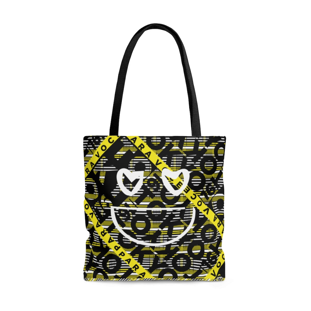 2882Sport™ Tokyo_16 Dark Academia Barcode Plaid Tote featuring a trendy plaid design and black cotton handles.