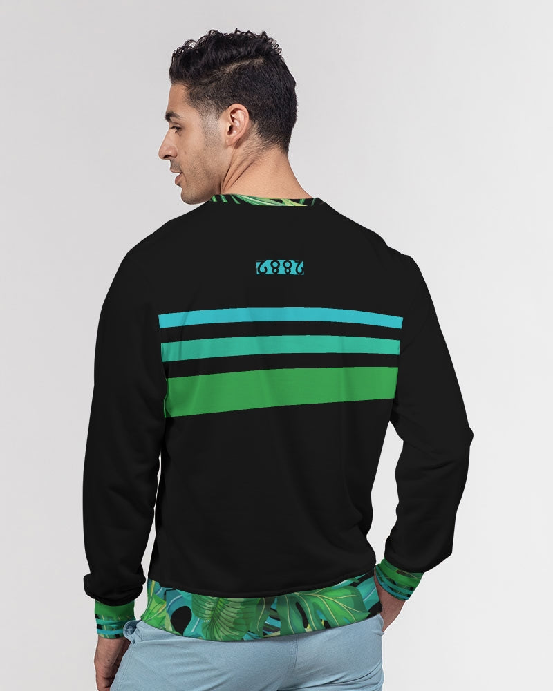 2882Sport™ Men's Tokyo Stripped French Terry Crewneck Pullover in vibrant greens and blues, showcasing modern graphics and a classic crewneck design.