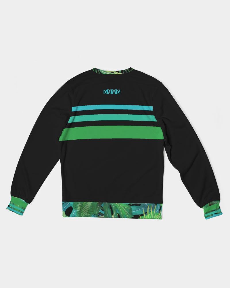 2882Sport™ Men's Tokyo Stripped French Terry Crewneck Pullover in vibrant greens and blues, showcasing modern graphics and a classic crewneck design.