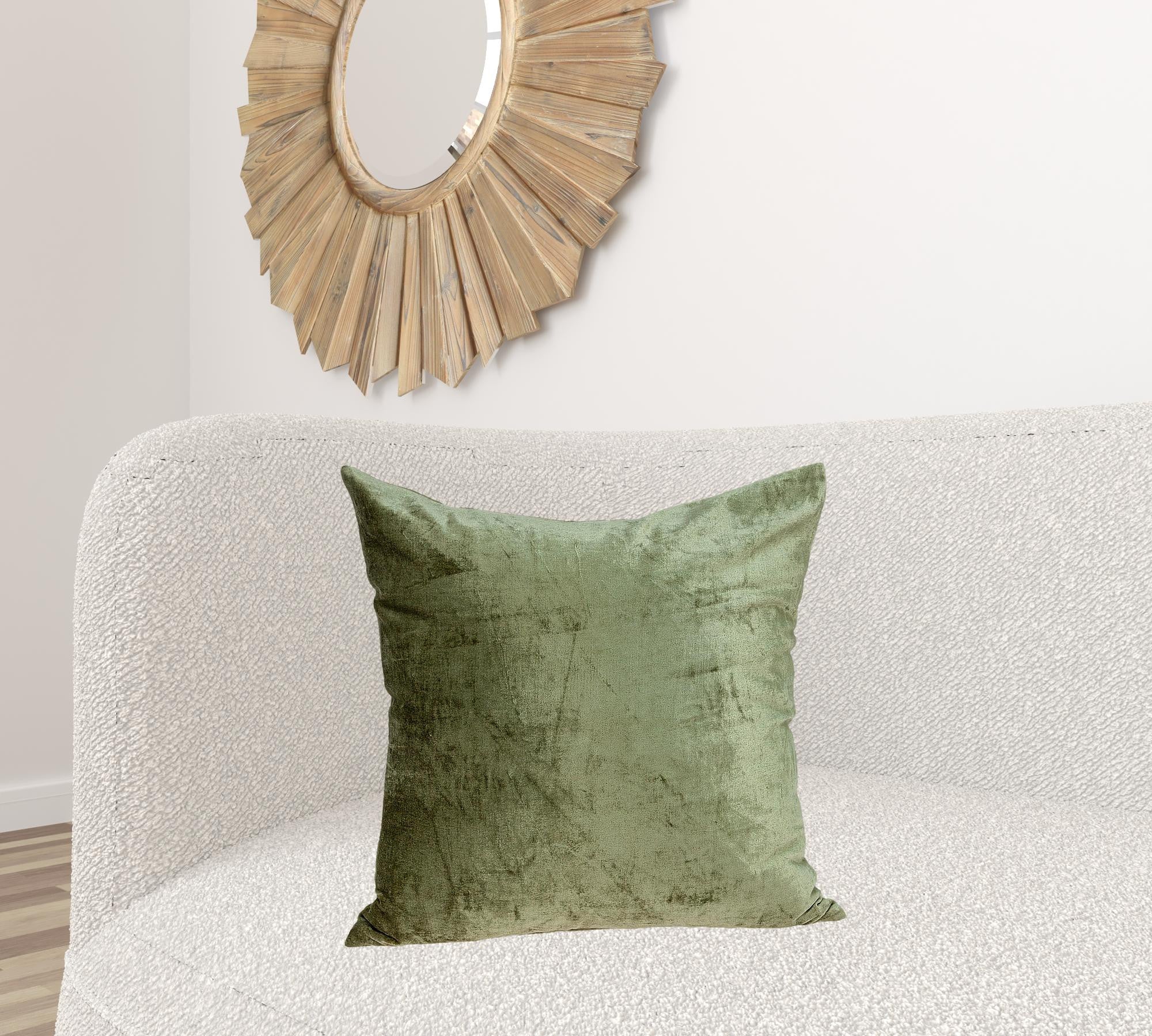 Transitional olive solid pillow cover measuring 22x7x22 inches, crafted from cotton and viscose blend, perfect for home decor.