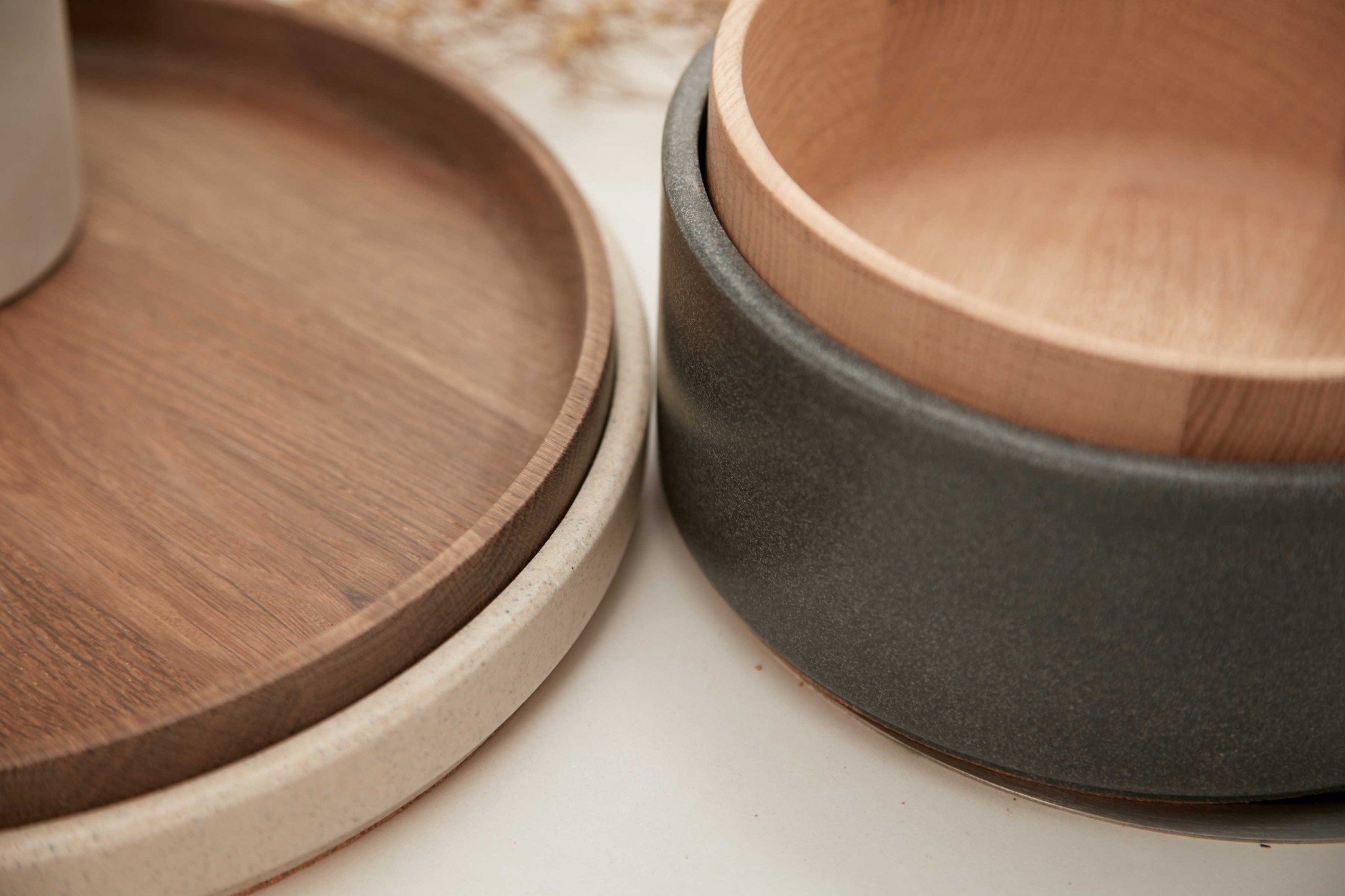 A stylish 3" x 28.1" x 3" smoked PVC wood container, showcasing a sleek design with a waxed finish, perfect for home decor and storage.