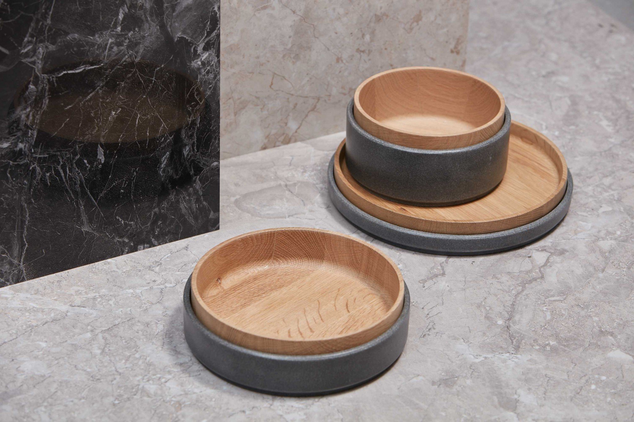 A stylish 3" x 28.1" x 3" smoked PVC wood container, showcasing a sleek design with a waxed finish, perfect for home decor and storage.