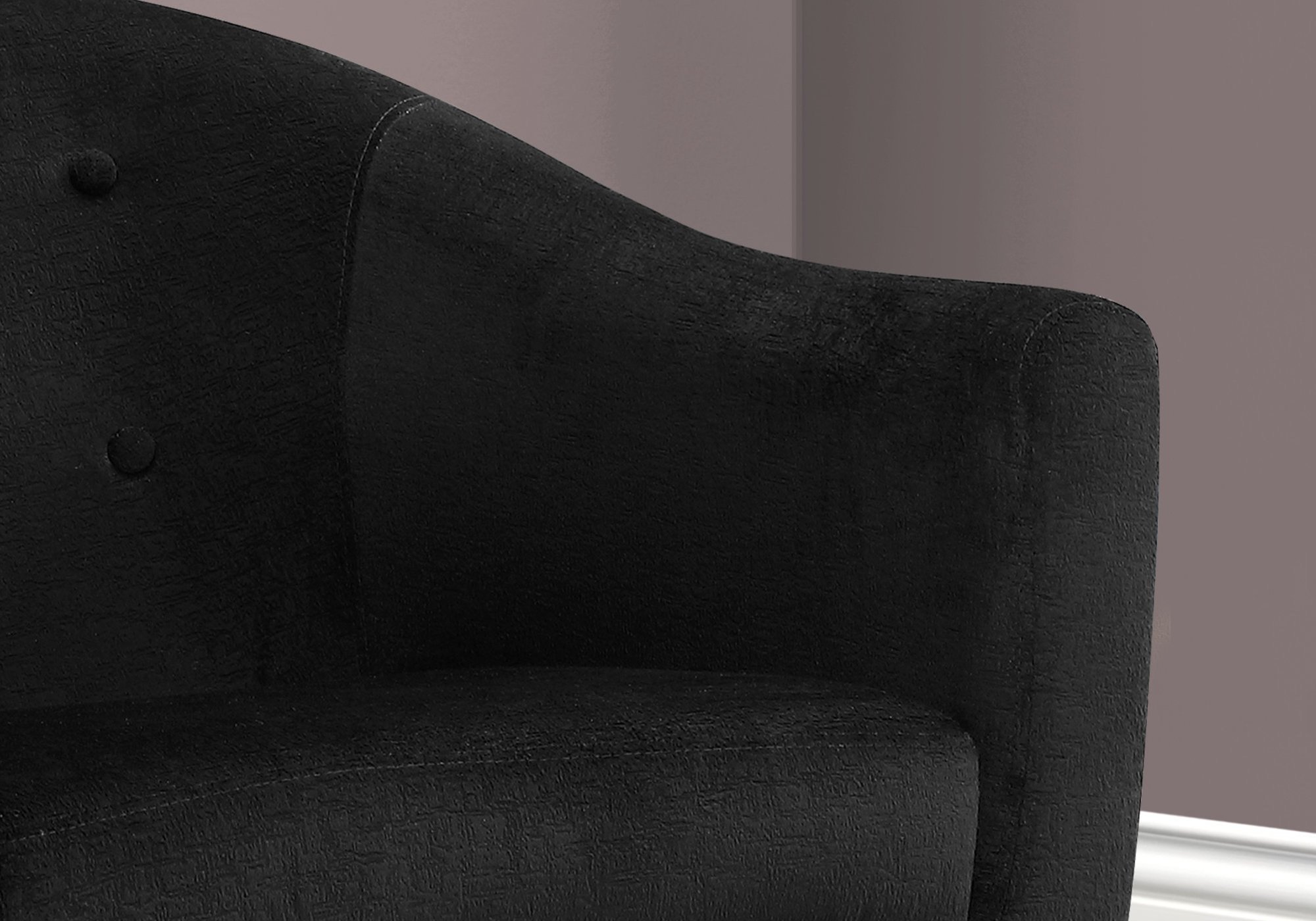 A stylish blue foam accent chair with solid wood finish, showcasing elegant design and comfortable seating.