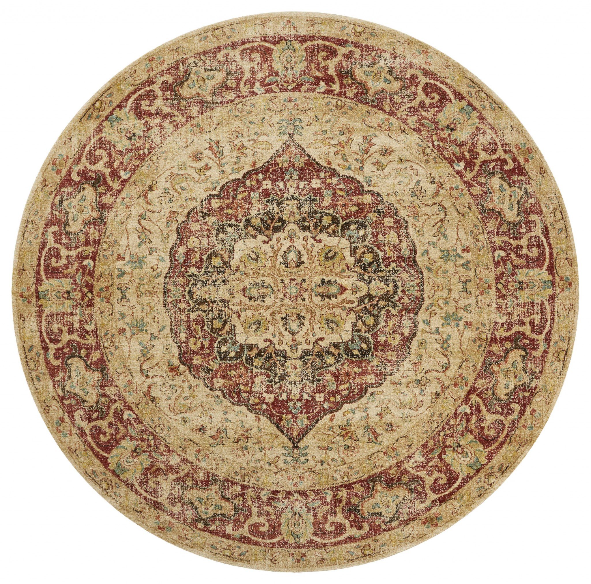 39" X 59" Spice Polypropylene Rug featuring vintage design and soft frisee yarn, perfect for home decor.