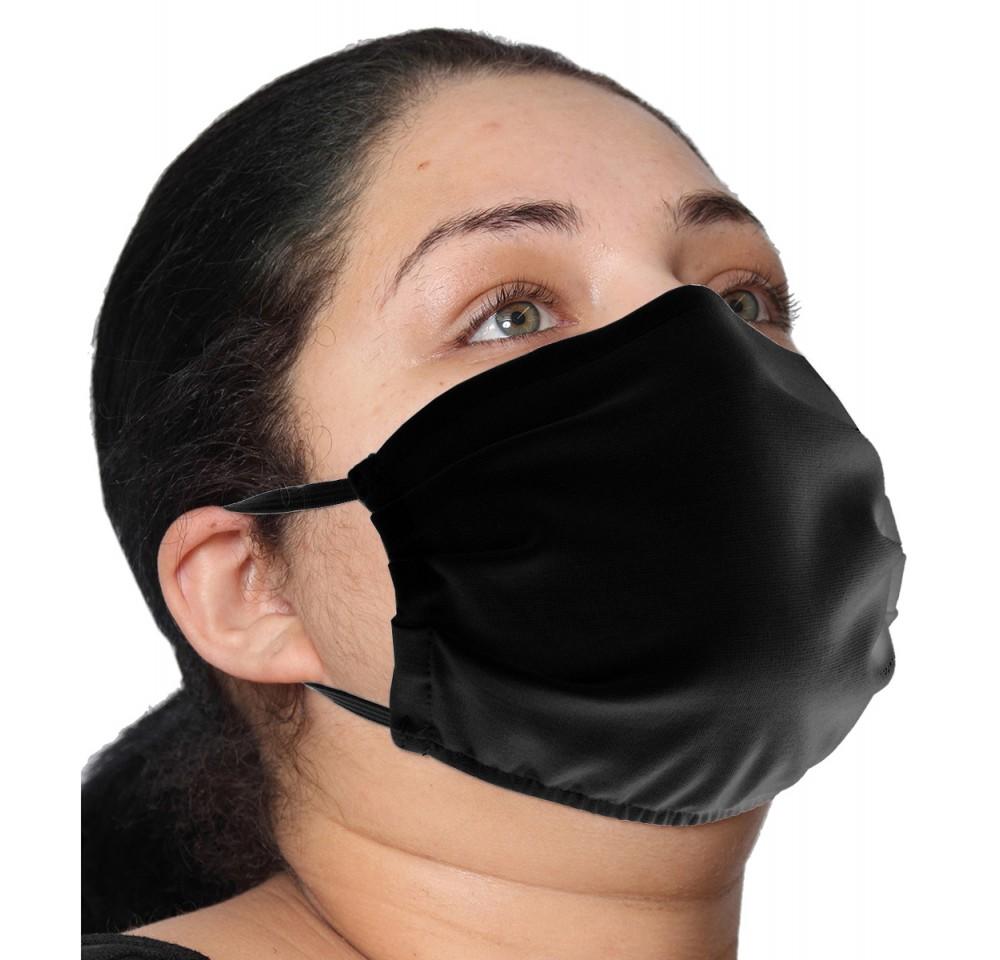 Three black reusable cotton face masks, fully lined, designed for unisex adults, showcasing comfort and style.