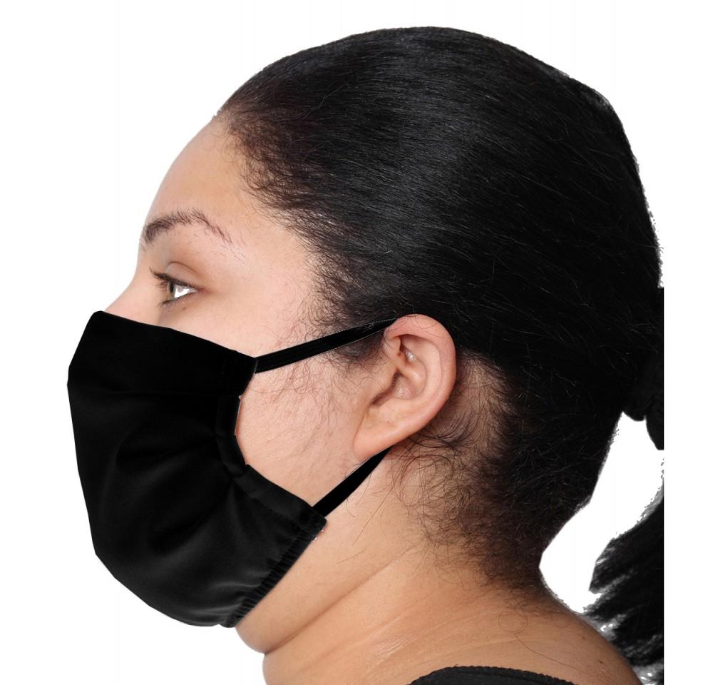 Three black reusable cotton face masks, fully lined, designed for unisex adults, showcasing comfort and style.