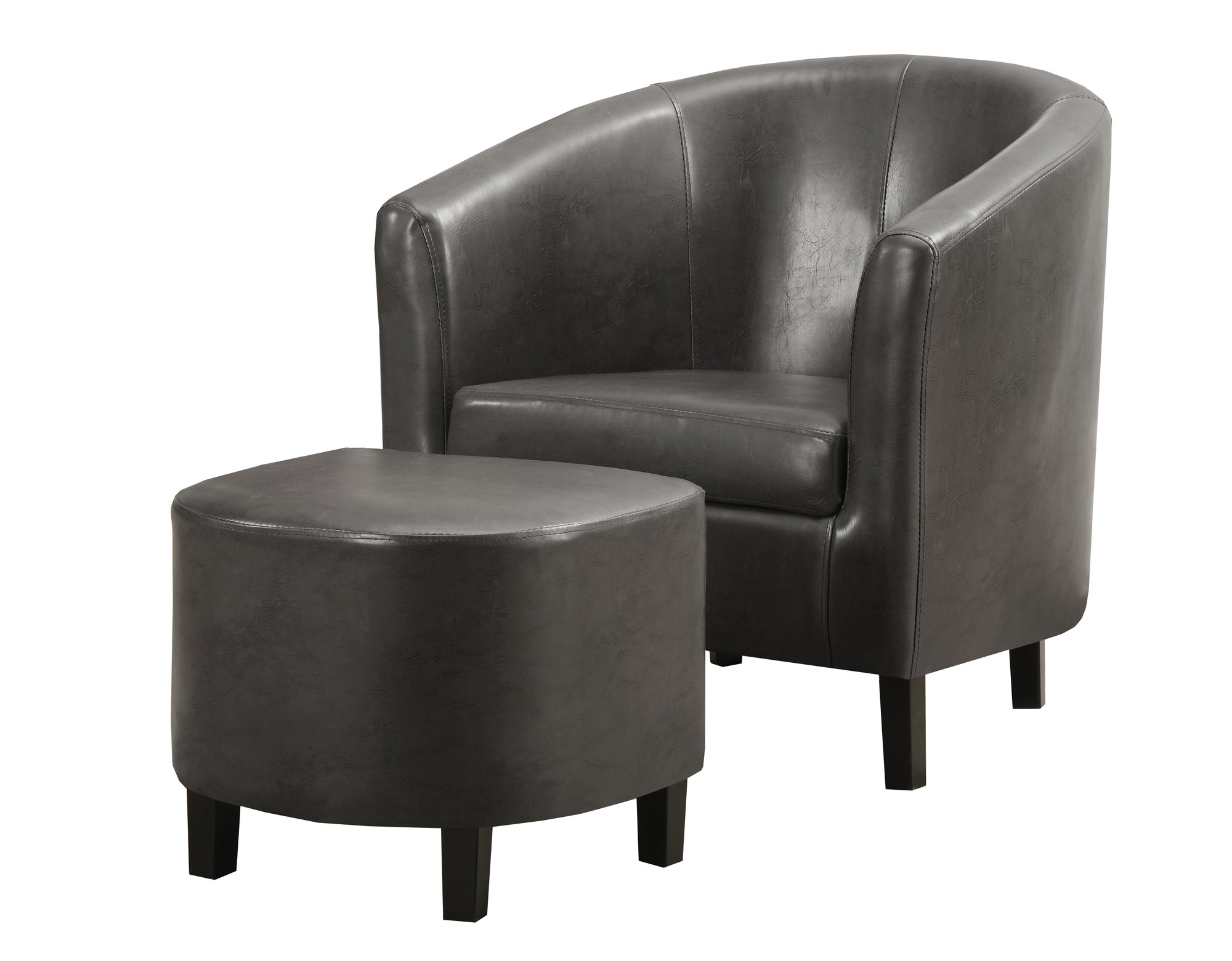 Stylish charcoal black leather-look foam accent chair with elegant design and comfortable seating.