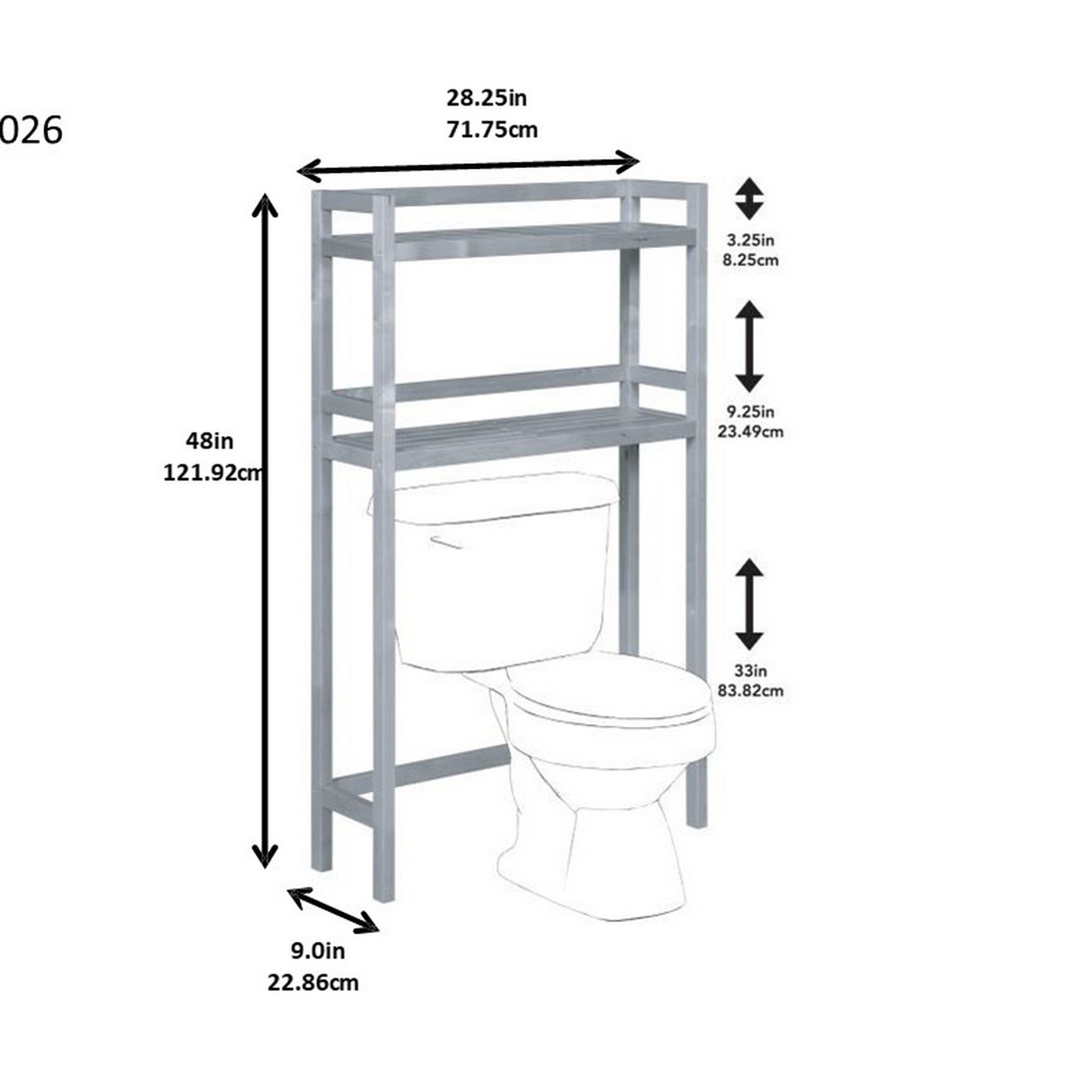 48-inch White Finish 2 Tier Solid Wood Over Toilet Organizer showcasing its modern design and sturdy construction.