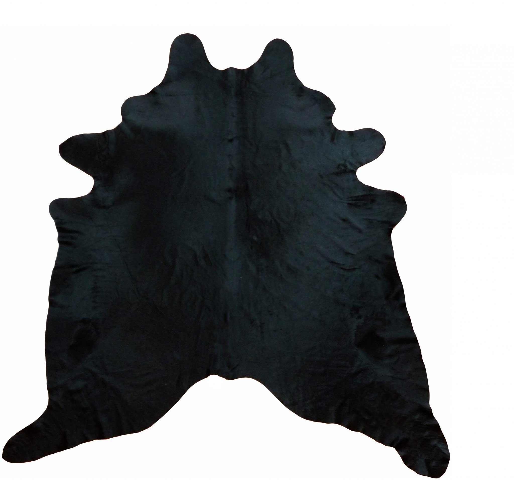 5.5 Ft Black Dyed Brindled Cowhide Rug showcasing a unique brindled pattern, perfect for enhancing home decor.