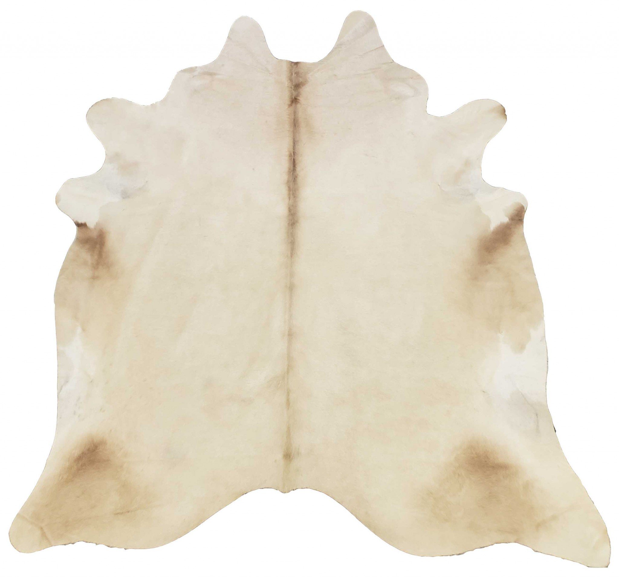 5.5 Ft Champagne Brindled Cowhide Rug showcasing unique brindled pattern and soft texture, perfect for enhancing home decor.