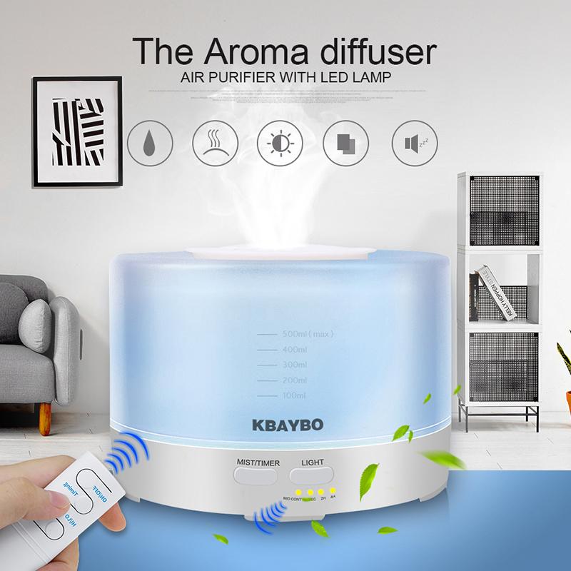 500ml Electric Aromatherapy Essential Oil Aroma Diffuser with remote control and LED lights, designed for home and office use.