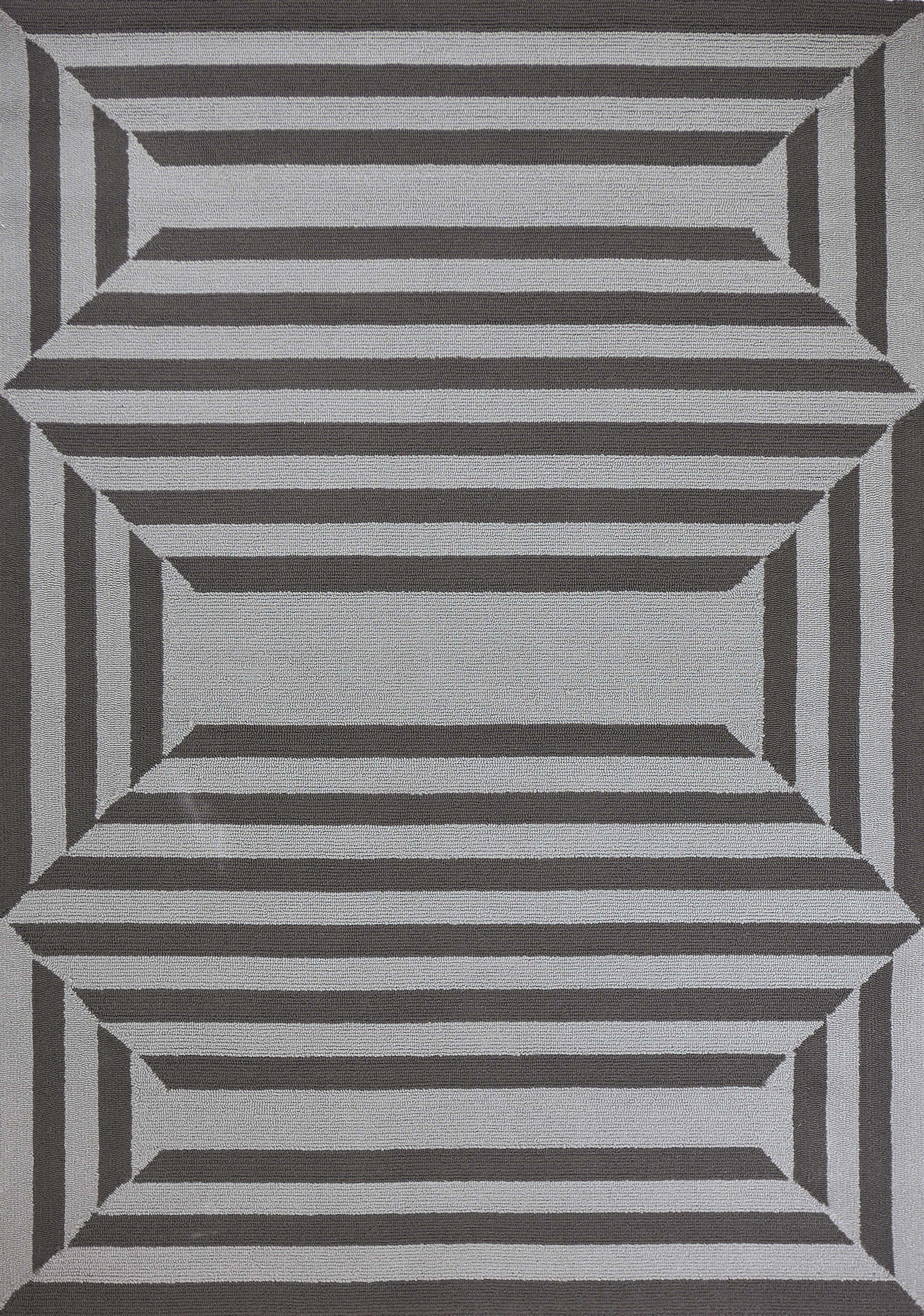 6' x 9' UV treated Polypropylene Charcoal Area Rug showcasing a modern design, perfect for indoor and outdoor use.