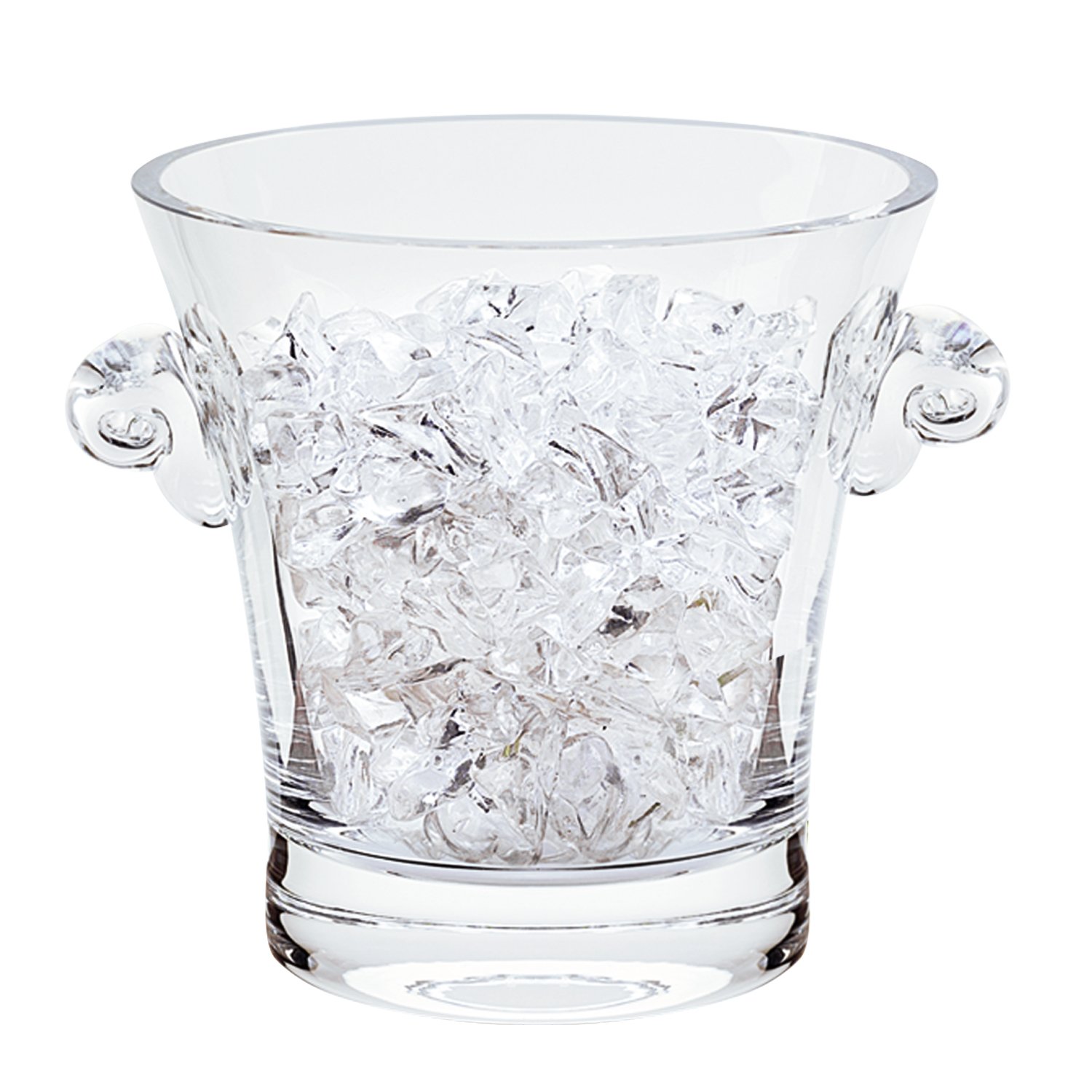 A stunning 7-inch mouth blown crystal ice bucket, showcasing its elegant design and sparkling clarity, perfect for entertaining.