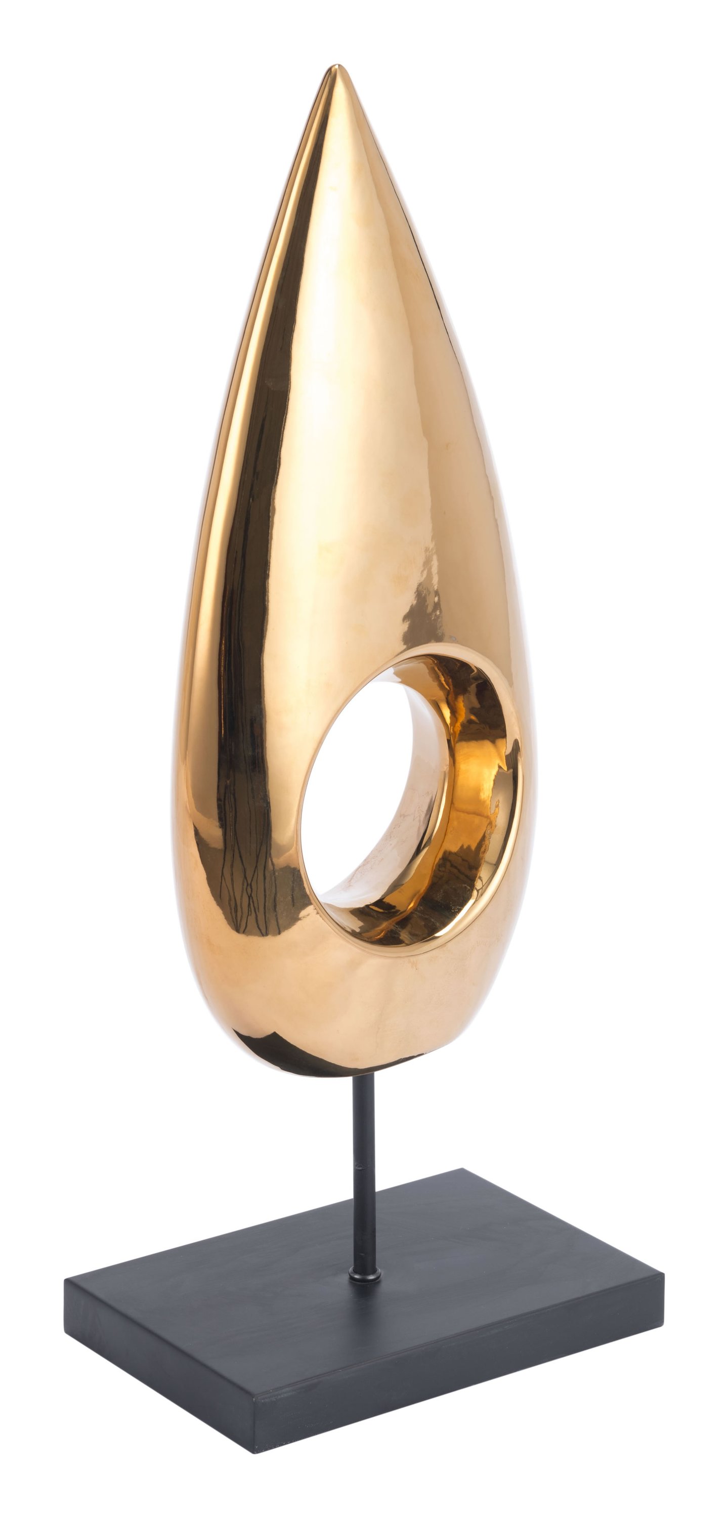 A beautiful gold ceramic teardrop-shaped figurine, showcasing modern art design, perfect for home decor.