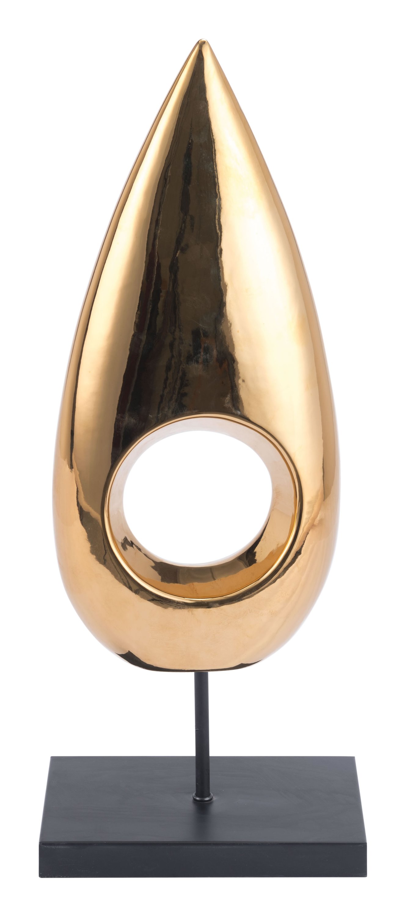 A beautiful gold ceramic teardrop-shaped figurine, showcasing modern art design, perfect for home decor.