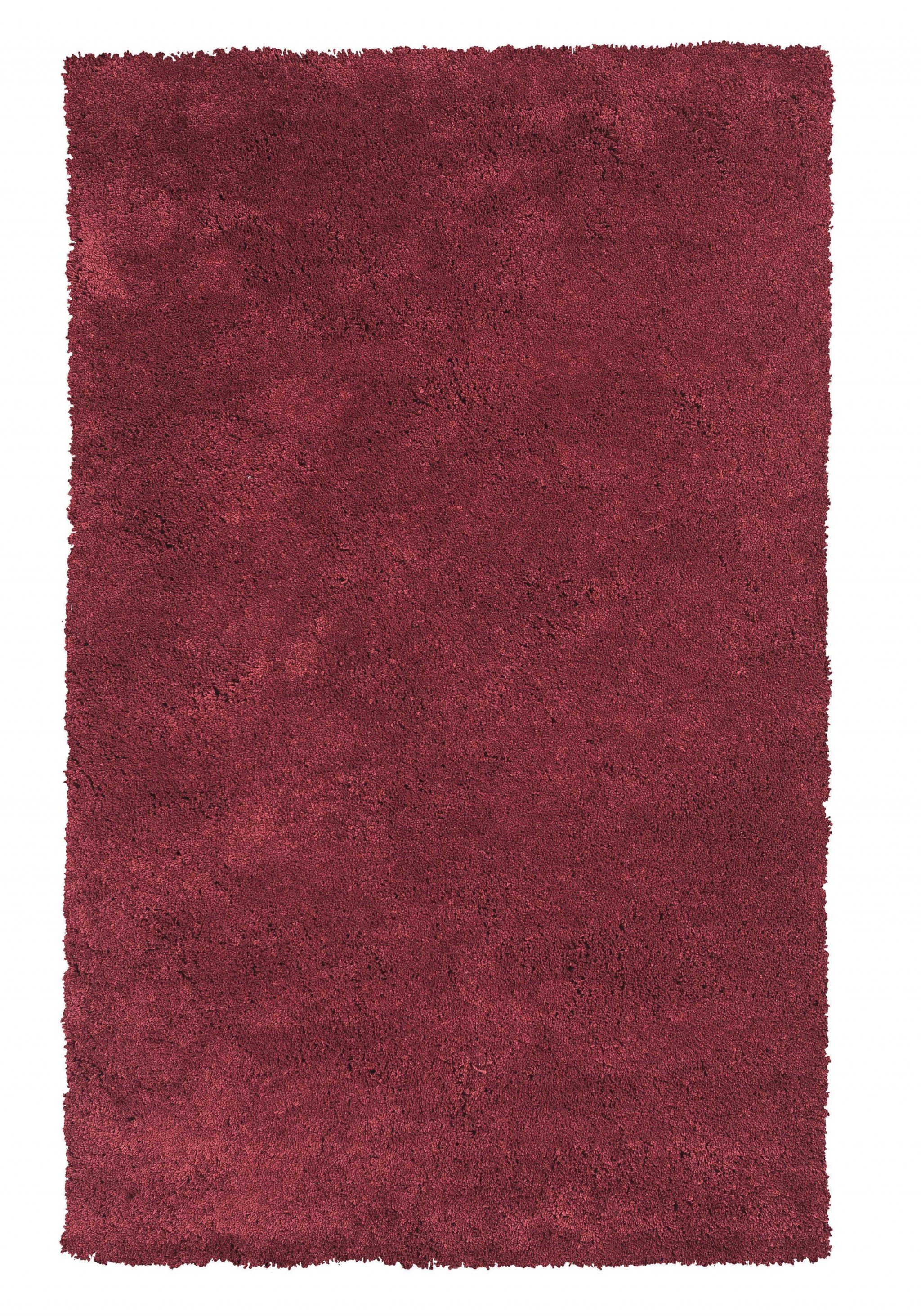 A vibrant 8x11 solid red shag area rug, showcasing its plush texture and contemporary design, perfect for enhancing any living space.