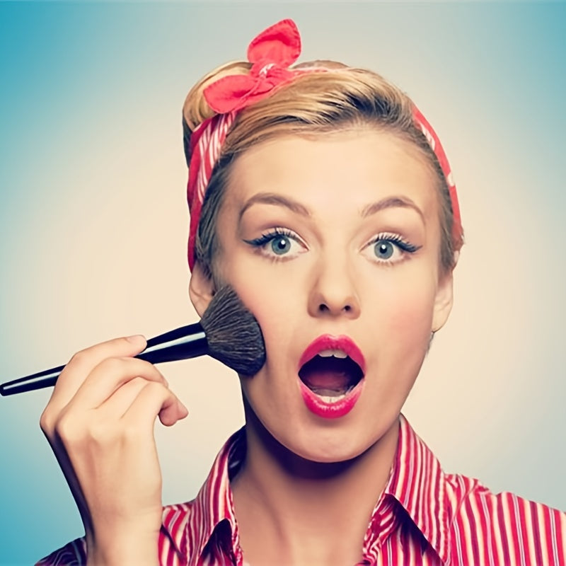 8-piece portable makeup brush set with soft nylon bristles, ideal for travel and makeup application.