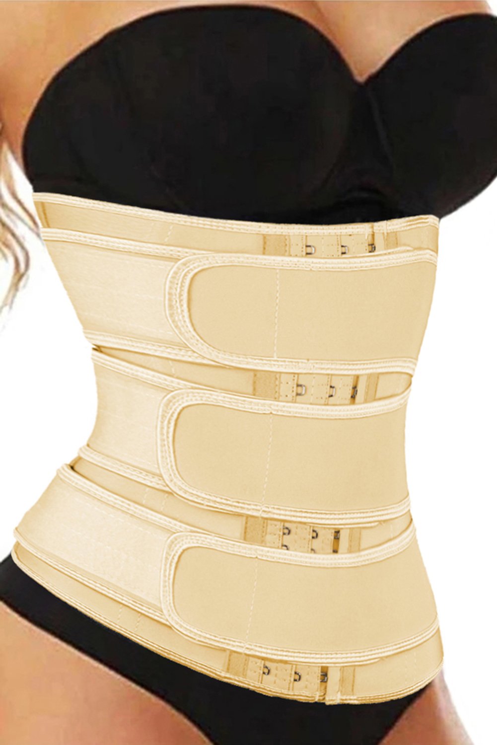 9 Steel Bones Latex Belt Waist Trainer with adjustable hooks, designed for comfort and support during workouts.