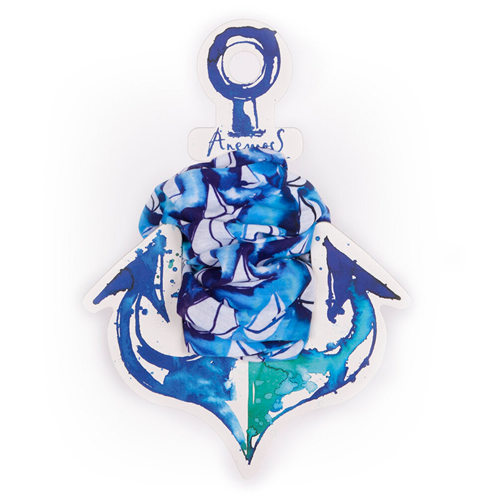 Anemoss Marine Collection Sailboat Kopftuch mit maritimem Segelbootmuster, ideal für vielseitige Nutzung als Haarband oder Halstuch.