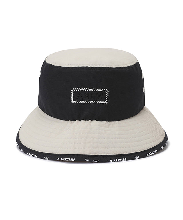 ANEW Golf Color Block Bucket Hat featuring a stylish color block design and ventilated islet for comfort on hot days.