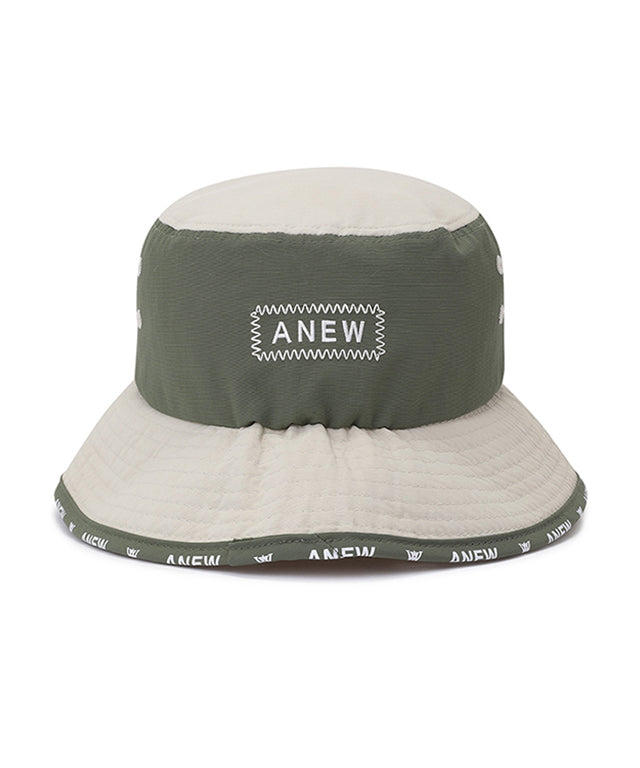 ANEW Golf Color Block Bucket Hat featuring a stylish color block design and ventilated islet for comfort on hot days.