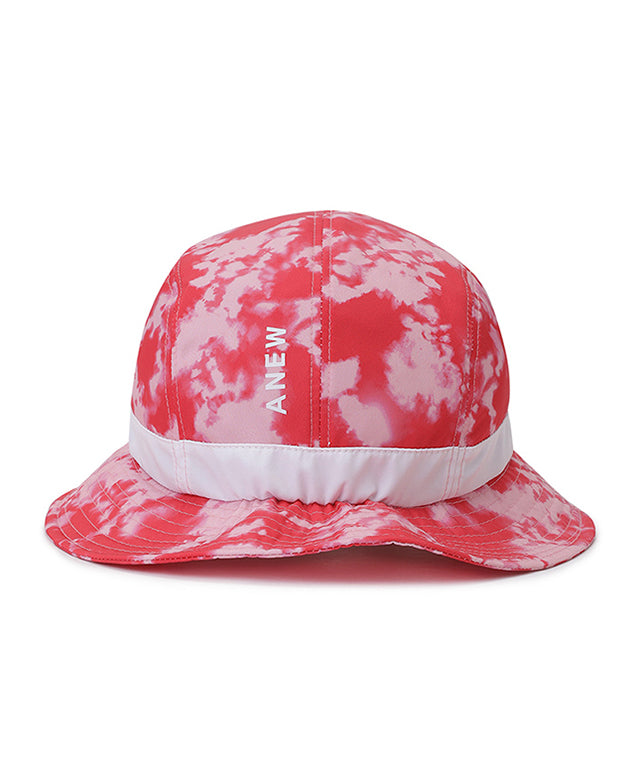 ANEW Golf Graphic Light Bucket Hat in vibrant red color, featuring a chinstrap and adjustable band for a secure fit.